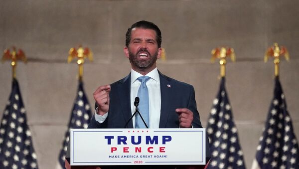 Donald Trump Jr. delivers a pre-recorded speech to the largely virtual 2020 Republican National Convention from Washington, U.S., August 24, 2020 - Sputnik International