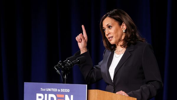 Democratic U.S. vice presidential nominee Kamala Harris delivers a campaign speech in Washington, U.S., August 27, 2020, hours ahead of the conclusion of the Republican National Convention. - Sputnik International