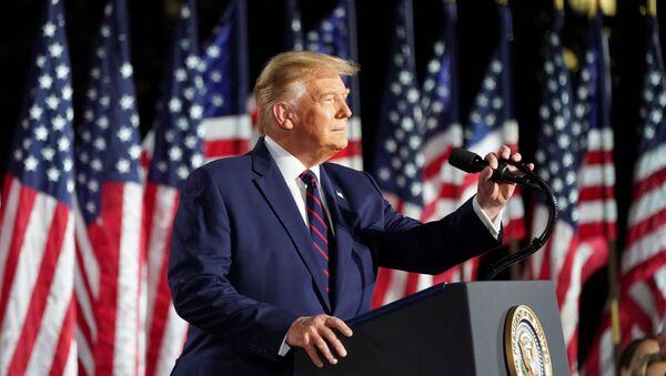 U.S. President Donald Trump delivers his acceptance speech as the 2020 Republican presidential nominee during the final event of the Republican National Convention on the South Lawn of the White House in Washington, U.S., August 27, 2020. - Sputnik International