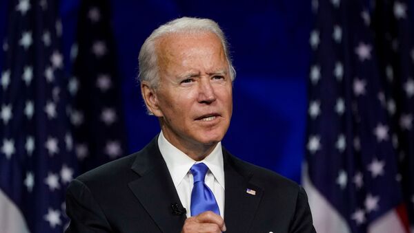 Former U.S. Vice President Joe Biden accepts the 2020 Democratic presidential nomination during a speech delivered for the largely virtual 2020 Democratic National Convention from the Chase Center in Wilmington, Delaware, U.S., August 20, 2020 - Sputnik International