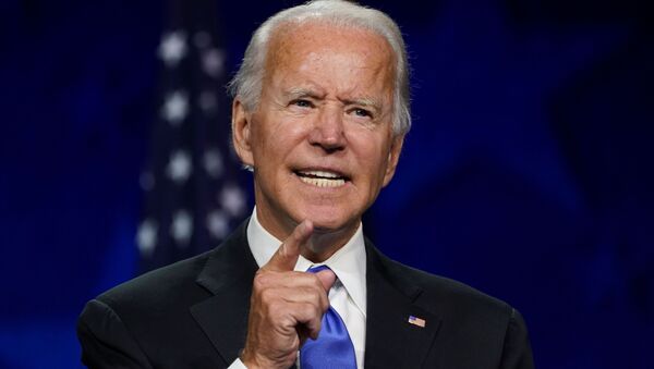 Former U.S. Vice President Joe Biden accepts the 2020 Democratic presidential nomination during a speech delivered for the largely virtual 2020 Democratic National Convention from the Chase Center in Wilmington, Delaware, U.S., August 20, 2020.  - Sputnik International