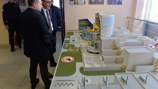 Scale model of the Ostrovets Nuclear Power Plant in Belarus. - Sputnik International