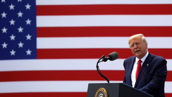 U.S. President Donald Trump delivers remarks to mark the 75th anniversary of the end of World War II and to designate Wilmington as an American World War II Heritage City during an event held at the USS Battleship North Carolina in Wilmington, North Carolina, U.S., September 2, 2020. - Sputnik International