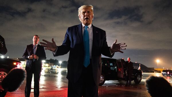 President Donald Trump talks with reporters at Andrews Air Force Base after attending a campaign rally in Latrobe, Pa., Thursday, Sept. 3, 2020, at Andrews Air Force Base, Md. - Sputnik International