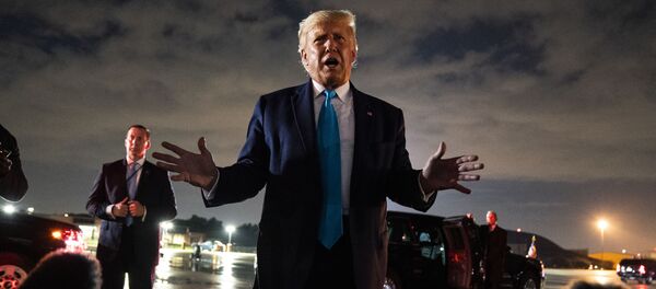 President Donald Trump talks with reporters at Andrews Air Force Base after attending a campaign rally in Latrobe, Pa., Thursday, Sept. 3, 2020, at Andrews Air Force Base, Md. President Donald Trump talks with reporters at Andrews Air Force Base after attending a campaign rally in Latrobe, Pa., Thursday, Sept. 3, 2020, at Andrews Air Force Base, Md. - Sputnik International