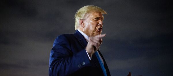 US President Donald Trump responds to The Atlantic story on his attitude on service members after stepping off Air Force One upon arrival at Andrews Air Force Base in Maryland on September 3, 2020. US President Donald Trump responds to The Atlantic story on his attitude on service members after stepping off Air Force One upon arrival at Andrews Air Force Base in Maryland on September 3, 2020. - Sputnik International