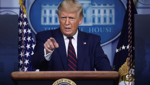U.S. President Donald Trump points as he answers questions during a news conference at the White House in Washington, U.S., September 4, 2020. - Sputnik International