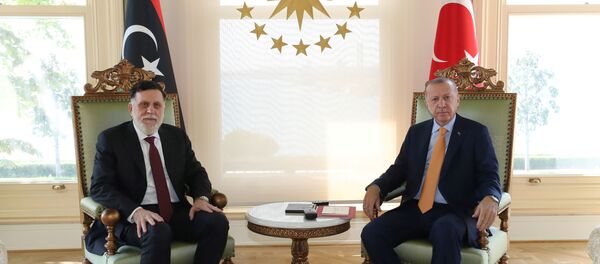 Turkey's President Tayyip Erdogan meets with Libya's internationally recognised Prime Minister Fayez al-Sarraj in Istanbul, Turkey, September 6, 2020. Turkey's President Tayyip Erdogan meets with Libya's internationally recognised Prime Minister Fayez al-Sarraj in Istanbul, Turkey, September 6, 2020. - Sputnik International
