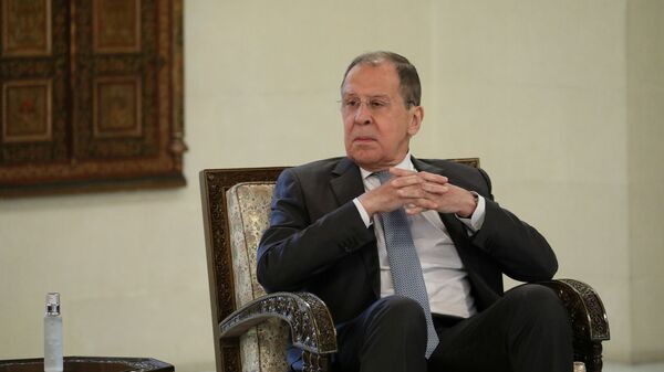 Russian Foreign Minister Sergei Lavrov attends a meeting with Syrian President Bashar al-Assad in Damascus, Syria September 7, 2020 - Sputnik International