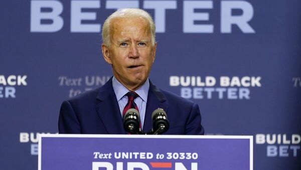 Democratic presidential candidate former Vice President Joe Biden speaks about the economic crisis in Wilmington, Del., Friday Sept. 4, 2020 - Sputnik International