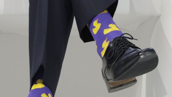 Justin Trudeau, Prime Minister of Canada, sports duck socks during the annual meeting of the World Economic Forum in Davos, Switzerland, Thursday, Jan. 25, 2018. - Sputnik International