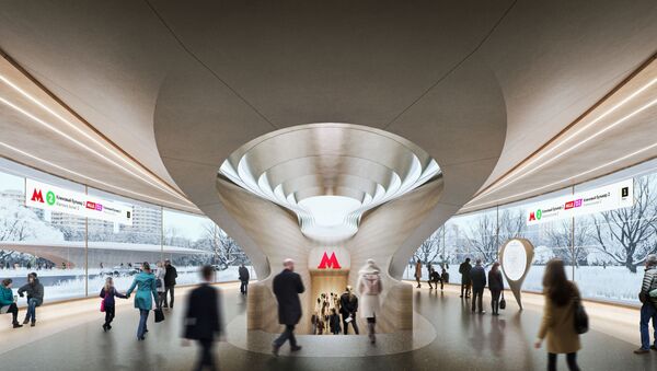The draft project of the Klenovy Bulvar (Maple Avenue) metro station in Moscow developed by Zaha Hadid Architects. - Sputnik International