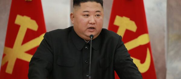 This picture taken on July 26, 2020 and released from North Korea's official Korean Central News Agency (KCNA) on July 27 shows North Korean leader Kim Jong Un speaking at a ceremony to confer Paektusan commemorative pistols on leading commanding officers of DPRK armed forces on the occasion of the 67th anniversary of the Korean War ceasefire in Pyongyang - Sputnik International