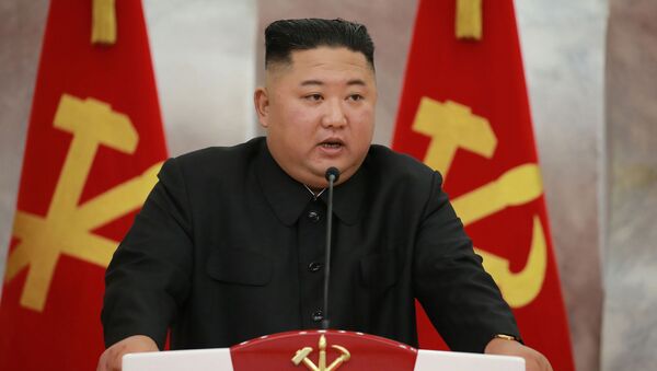 This picture taken on July 26, 2020 and released from North Korea's official Korean Central News Agency (KCNA) on July 27 shows North Korean leader Kim Jong Un speaking at a ceremony to confer Paektusan commemorative pistols on leading commanding officers of DPRK armed forces on the occasion of the 67th anniversary of the Korean War ceasefire in Pyongyang - Sputnik International