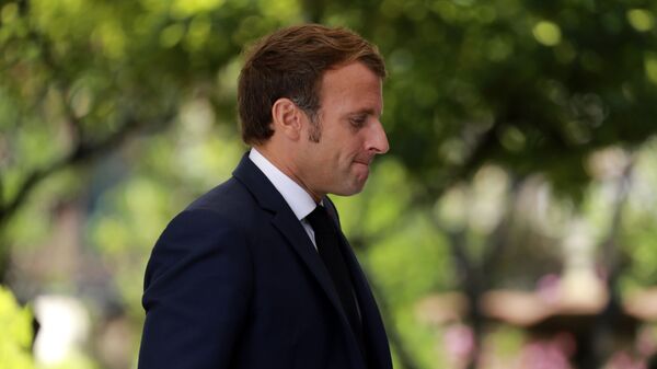 French President Emmanuel Macron arrives to give a press conference at Corsica's prefecture in Ajaccio, Corsica island, Thursday Sept.10, 2020 - Sputnik International