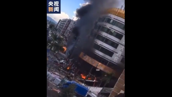 Screenshot from a video showing the aftermath of the explosion at the hotel in Chinese city of Zhuhai - Sputnik International