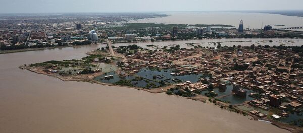 An aerial view shows buildings and roads submerged by floodwaters near the Nile River in South Khartoum, Sudan September 8, 2020. Picture taken September 8,2020 with a drone An aerial view shows buildings and roads submerged by floodwaters near the Nile River in South Khartoum, Sudan September 8, 2020. Picture taken September 8,2020 with a drone - Sputnik International