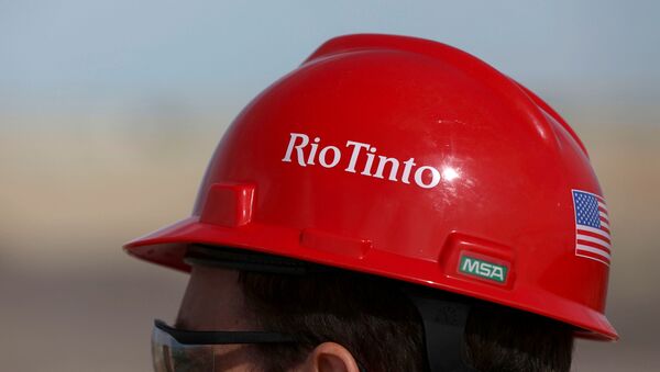 The Rio Tinto logo is displayed on a visitor's helmet at a borates mine in Boron, California, U.S., November 15, 2019 - Sputnik International