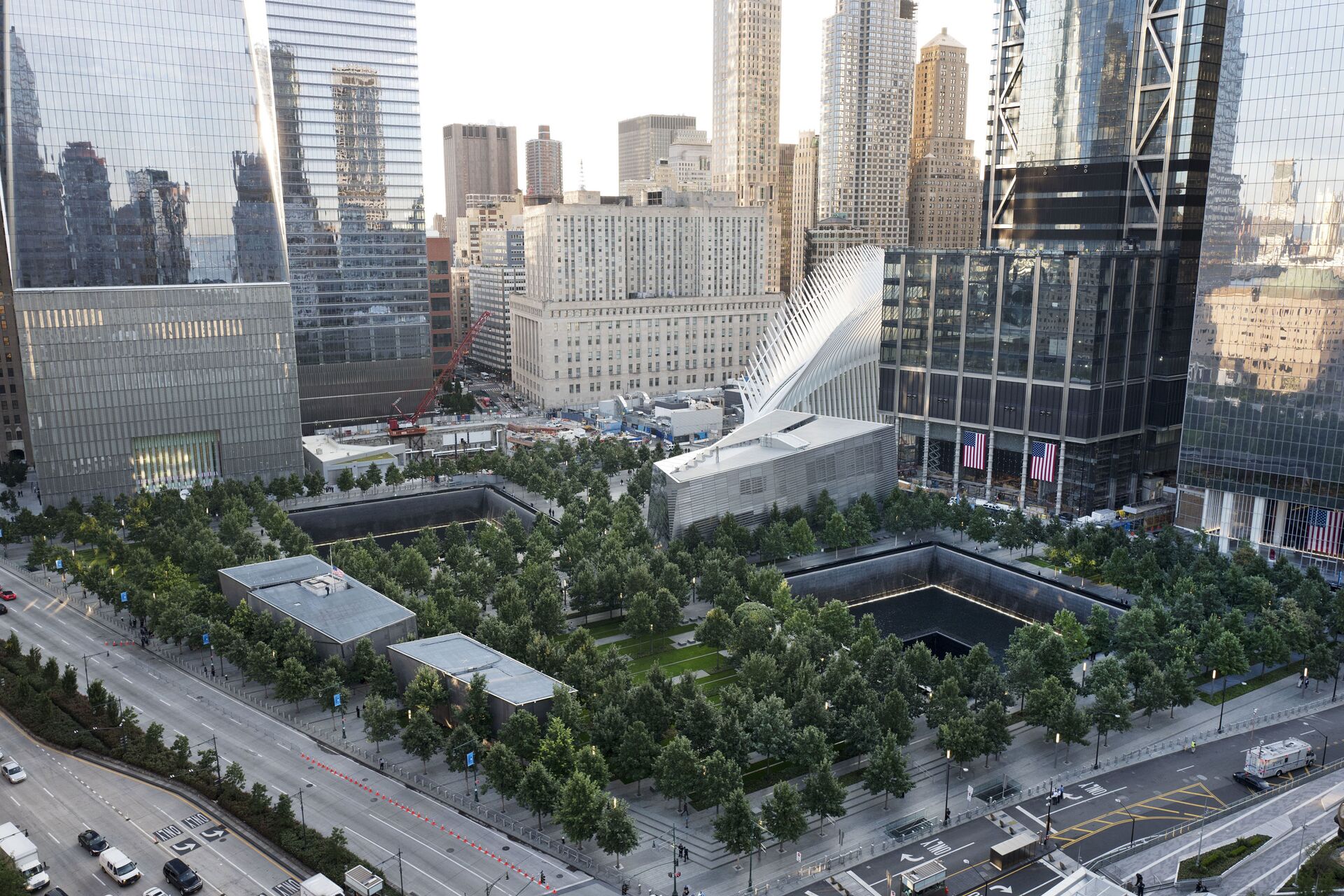 The National September 11 Memorial and Museum are set for a memorial service, Monday, Sept. 11, 2017, in New York. Thousands of 9/11 victims' relatives, survivors, rescuers and others are expected to gather Monday at the World Trade Center to remember the deadliest terror attack on American soil. Nearly 3,000 people died when hijacked planes slammed into the trade center, the Pentagon and a field near Shanksville, Pa., on Sept. 11, 2001.  - Sputnik International, 1920, 07.09.2021