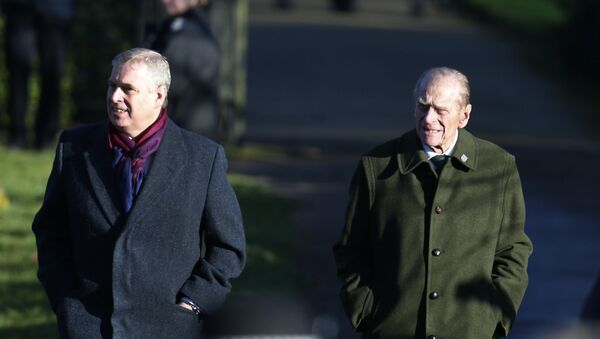 Britain's Prince Andrew, left, and Prince Philip, arrive to attend a Christmas Day Service with other members of the royal family at St. Mary's church on the grounds of Sandringham Estate, the Queen's retreat, in Norfolk, England, Wednesday, Dec. 25, 2013 - Sputnik International