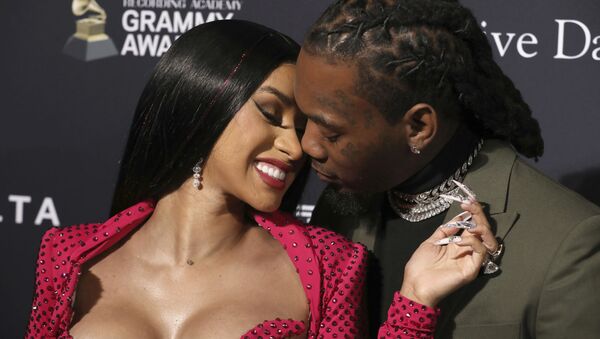 Cardi B, left, and Offset arrive at the Pre-Grammy Gala And Salute To Industry Icons at the Beverly Hilton Hotel on Saturday, Jan. 25, 2020, in Beverly Hills, Calif. - Sputnik International