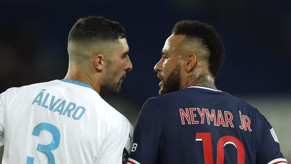 Soccer Football - Ligue 1 - Paris St Germain v Olympique de Marseille - Parc des Princes, Paris, France - September 13, 2020  Paris St Germain's Neymar clashes with Olympique de Marseille's Alvaro Gonzalez - Sputnik International