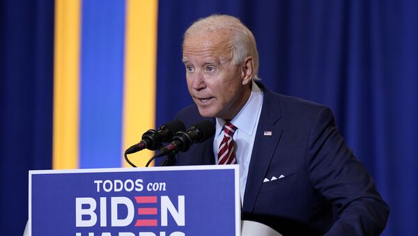 Democratic presidential candidate former Vice President Joe Biden speaks during a Hispanic Heritage Month event, Tuesday, Sept. 15, 2020 - Sputnik International