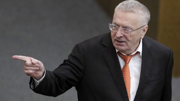 Russian Liberal Democratic Party leader Vladimir Zhirinovsky gestures while speaking during a session prior to voting on a third reading of constitutional amendments at the State Duma, the Lower House of the Russian Parliament in Moscow, Russia, Wednesday, March 11, 2020. - Sputnik International