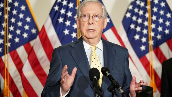 Senate Majority Leader Mitch McConnell speaks to reporters after the Senate Republican luncheon on Capitol Hill in Washington U.S., September 9 2020. - Sputnik International