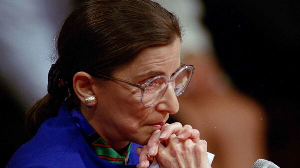 Supreme Court nominee Ruth Bader Ginsburg pauses while testifying before the Senate Judiciary Committee on Tuesday, July 20, 1993 on Capitol Hill in Washington - Sputnik International