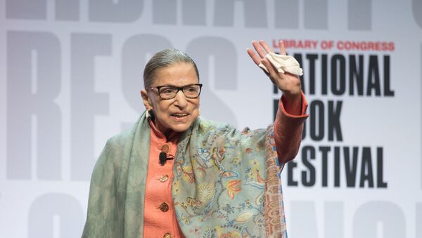 Supreme Court Associate Justice Ruth Bader Ginsburg waves to the audience after speaking at the Library of Congress National Book Festival in Washington, Saturday, Aug. 31, 2019 - Sputnik International