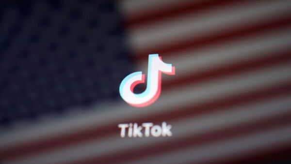 A reflection of the U.S. flag is seen on the sign of the TikTok app in this illustration picture taken September 19, 2020.  - Sputnik International