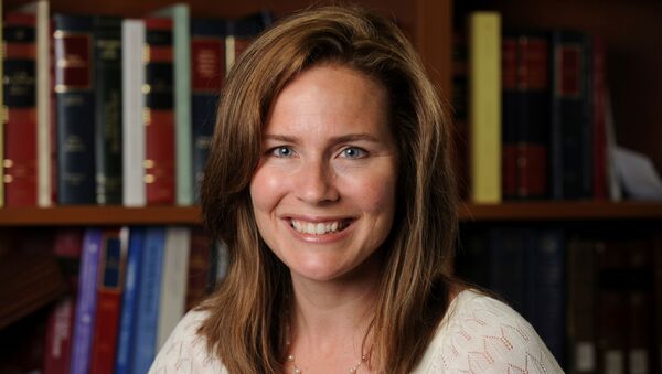 U.S. Court of Appeals for the Seventh Circuit Judge Amy Coney Barrett, a law professor at Notre Dame  University, poses in an undated photograph obtained from Notre Dame University September 19, 2020. - Sputnik International
