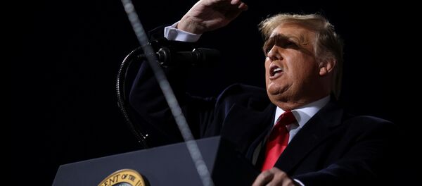 U.S. President Donald Trump reacts during his speech while campaigning at Toledo Express Airport in Swanton, Ohio, U.S., September 21, 2020 - Sputnik International