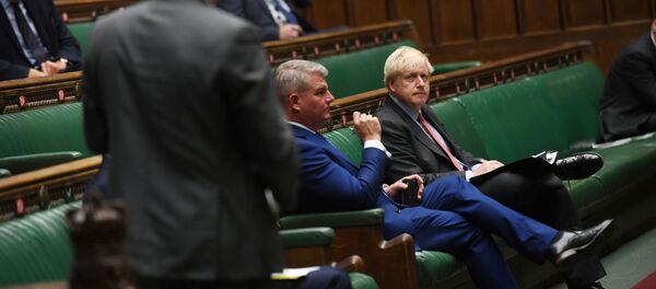 Britain's Prime Minister Boris Johnson looks on during a PM's statement session on the coronavirus disease (COVID-19) in the House of Commons, in London, Britain September 22, 2020.  - Sputnik International