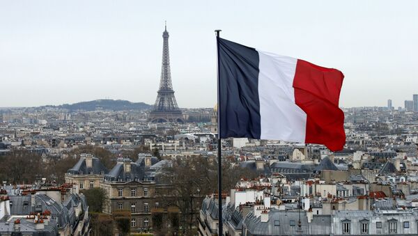 A city view shows the French flag above the skyline of the French capital as the Eiffel Tower and roof tops are seen in Paris, France, March 30, 2016. - Sputnik International