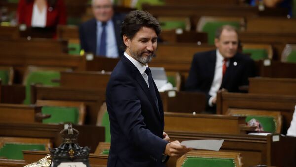 Canada's Prime Minister Justin Trudeau officially tables the Throne Speech in the House of Commons as parliament resumes in Ottawa, Ontario, Canada September 23, 2020.  - Sputnik International