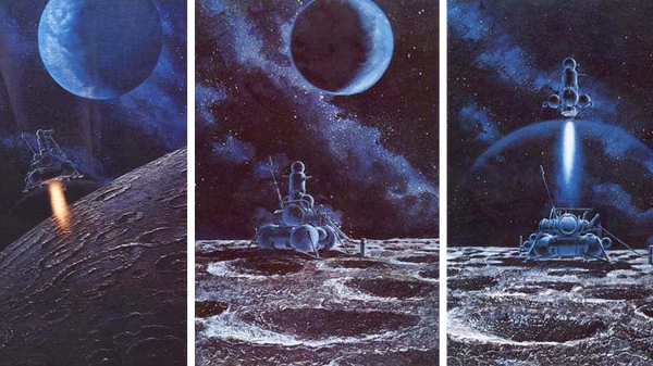 Luna 16. Illustration by Soviet cosmonaut Alexei Leonov and Andrei Sokolov. - Sputnik International