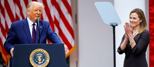U.S President Donald Trump holds an event to announce his nominee of U.S. Court of Appeals for the Seventh Circuit Judge Amy Coney Barrett to fill the Supreme Court seat left vacant by the death of Justice Ruth Bader Ginsburg, who died on September 18, at the White House in Washington, U.S., September 26, 2020 U.S President Donald Trump holds an event to announce his nominee of U.S. Court of Appeals for the Seventh Circuit Judge Amy Coney Barrett to fill the Supreme Court seat left vacant by the death of Justice Ruth Bader Ginsburg, who died on September 18, at the White House in Washington, U.S., September 26, 2020 - Sputnik International