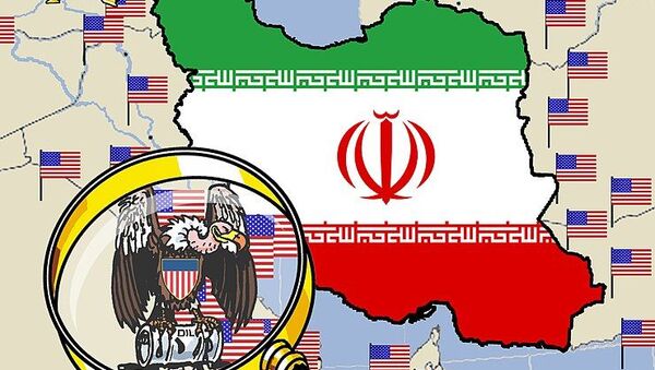 Artistic portrayal of US military bases around Iran. - Sputnik International