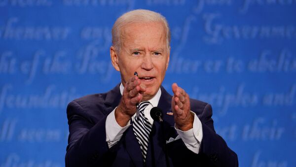 Democratic presidential nominee Joe Biden participates in the first 2020 presidential campaign debate with U.S. President Donald Trump, held on the campus of the Cleveland Clinic at Case Western Reserve University in Cleveland, Ohio, U.S., September 29, 2020. - Sputnik International