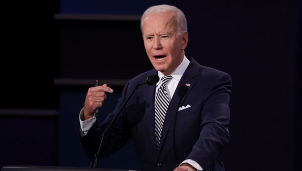 Democratic presidential nominee Joe Biden speaks as he participates in the first 2020 presidential campaign debate with U.S. President Donald Trump held on the campus of the Cleveland Clinic at Case Western Reserve University in Cleveland, Ohio, U.S., September 29, 2020 - Sputnik International