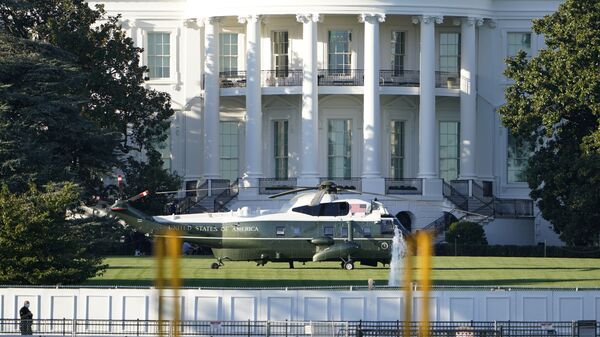 Marine One is shown on the White House South Lawn, Friday, Oct. 2, 2020, in Washington where the President will board for a flight to Walter Reed Medical Center in Bethesda, Md. - Sputnik International