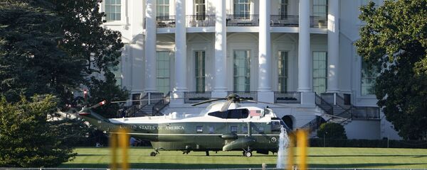 Marine One is shown on the White House South Lawn, Friday, Oct. 2, 2020, in Washington where the President will board for a flight to Walter Reed Medical Center in Bethesda, Md. - Sputnik International