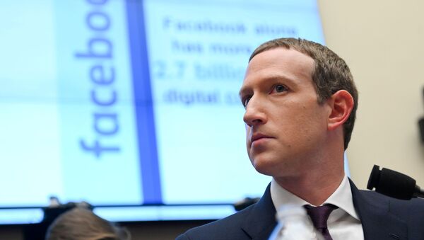  Facebook Chairman and CEO Mark Zuckerberg testifies at a House Financial Services Committee hearing in Washington, US, 23 October 2019. - Sputnik International