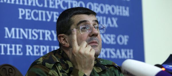 Arayik Harutyunyan, leader of the region of Nagorno-Karabakh, attends a news conference in Stepanakert, the capital of the breakaway Nagorno-Karabakh region, September 27, 2020. Arayik Harutyunyan, leader of the region of Nagorno-Karabakh, attends a news conference in Stepanakert, the capital of the breakaway Nagorno-Karabakh region, September 27, 2020. - Sputnik International