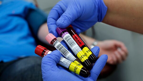 Blood samples donated by recovered novel coronavirus patients for plasma extraction, contributing to Israel's new experimental antibodies treatment, are collected by Magen David Adom’s Blood Services in Sheba Medical Center Hospital near Tel Aviv, on June 1, 2020. - Sputnik International
