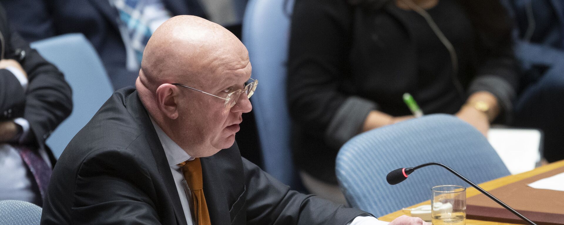 Russian Ambassador to the United Nations Vassily Nebenzia speaks during a Security Council meeting on the situation in Syria, Thursday, Oct. 24, 2019 at United Nations headquarters.  - Sputnik International, 1920, 12.01.2023