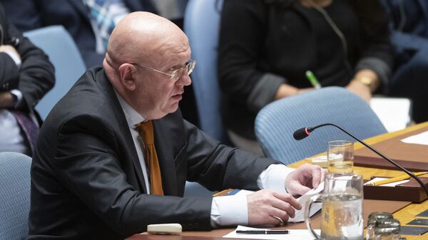 Russian Ambassador to the United Nations Vassily Nebenzia speaks during a Security Council meeting on the situation in Syria, Thursday, Oct. 24, 2019 at United Nations headquarters.  - Sputnik International
