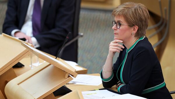 Scotland's First Minister Nicola Sturgeon attends First Minister's Questions in the Scottish Parliament in Edinburgh, Scotland, Britain, September 17, 2020. - Sputnik International